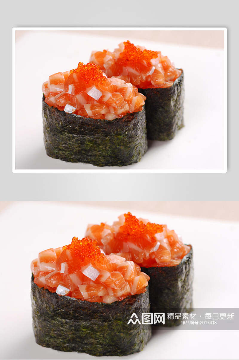 军舰卷三文鱼沙律餐饮食品图片素材