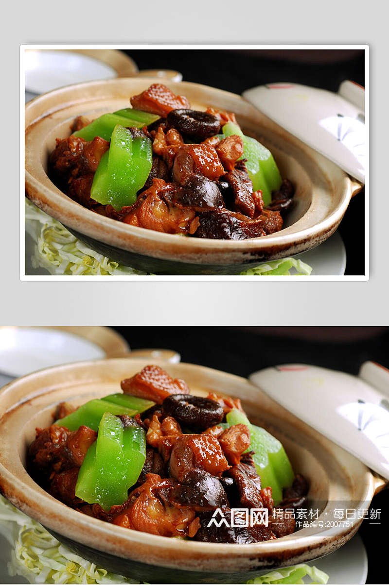 川菜黄焖鸡煲美食高清图片素材