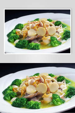 热菜兰花太子豆腐美食摄影图片