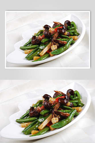 鸡枞菌烧蜜豆餐饮食物图片