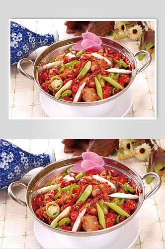 干锅土鸡美食食品图片