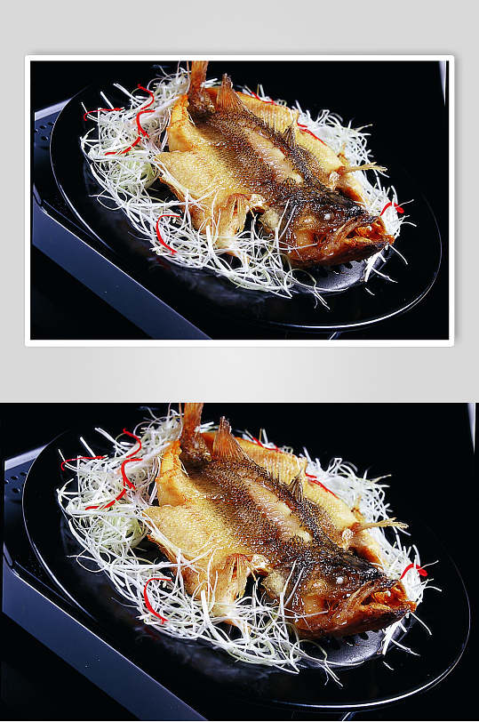 堂烤海鲈鱼食物高清图片