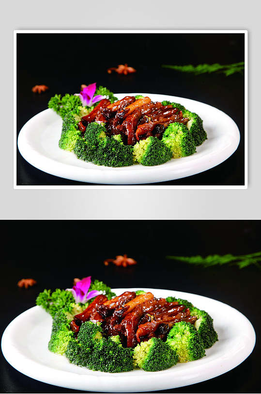 京葱烧海参美食摄影图片