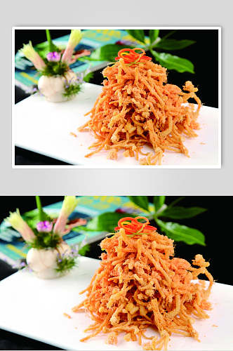 肉松金针菇美食摄影图片