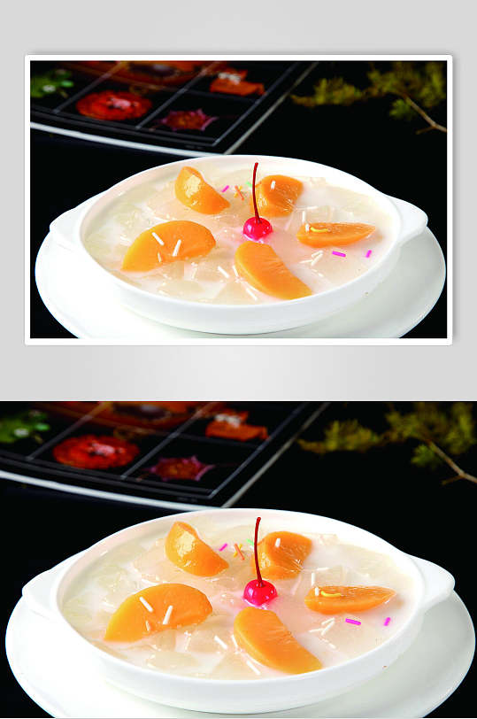 新鲜美味黄桃芦荟美食食物图片