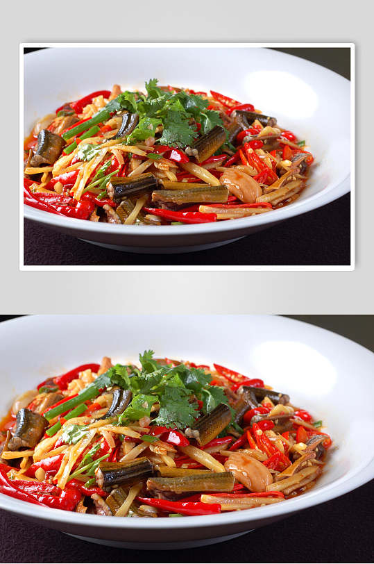 特色热菜五星炒鳝鱼美食摄影图片