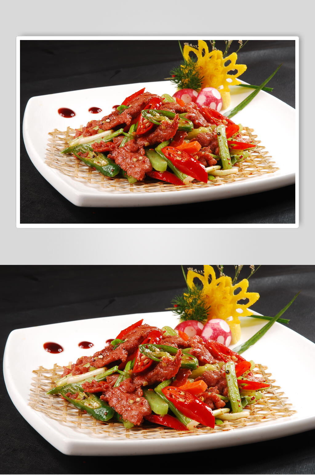 竹排孜香牛柳美食摄影图片素材