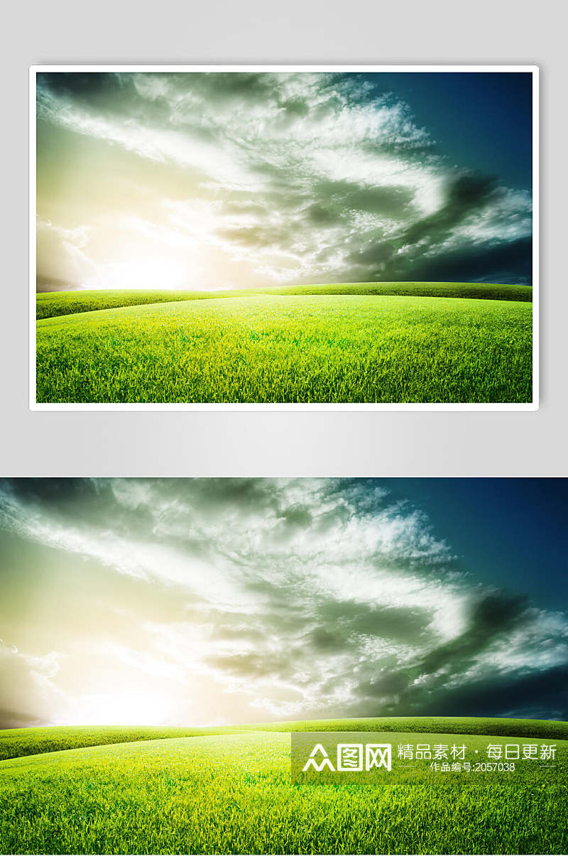 草地天空风景图片草地云层两联摄影视觉图素材