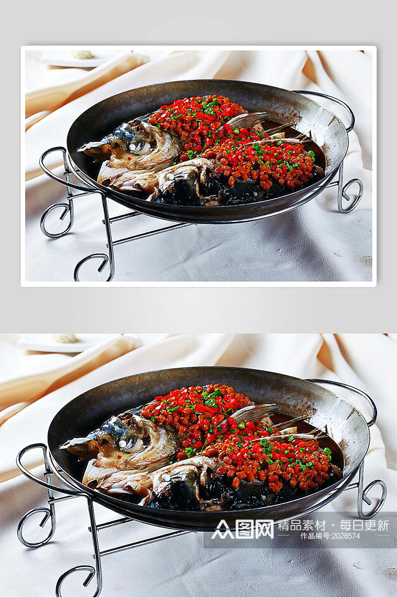 腊八豆蒸鱼头摄影图片素材