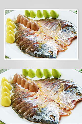 鲜香美味清蒸黄鱼美食食物图片