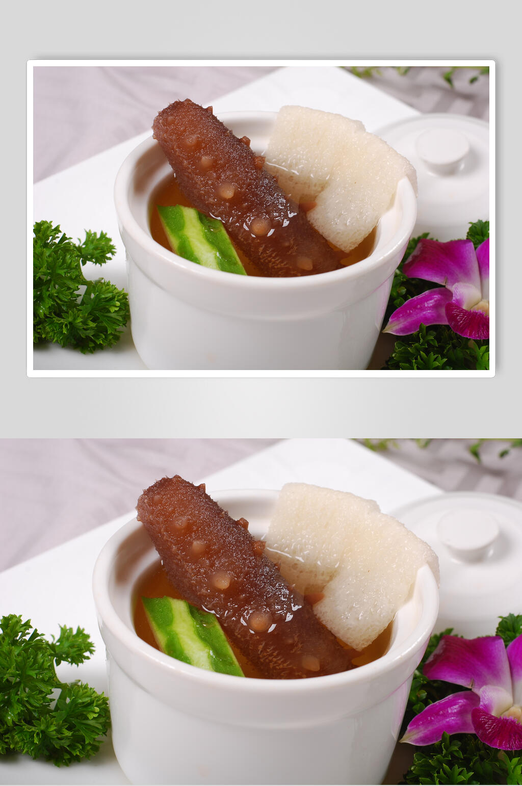 鸡汤炖关西辽参高清图片素材