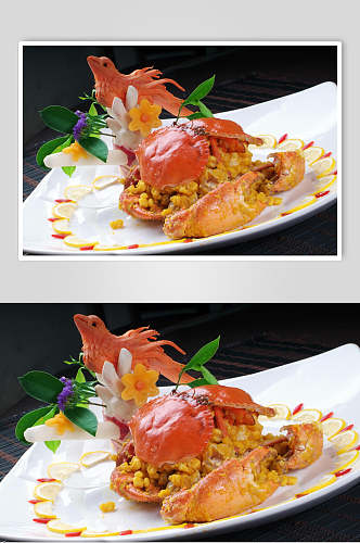 海鲜金沙焗肉蟹美食图片