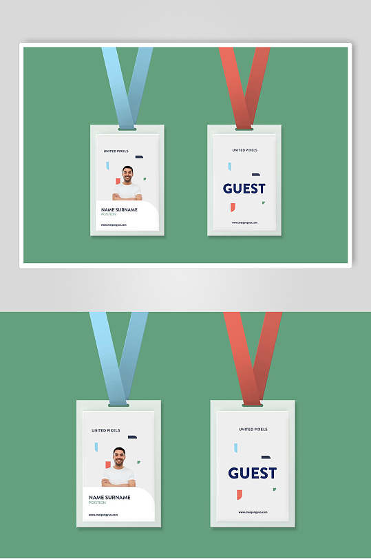 白色工作证胸卡胸牌样机效果图-众图网