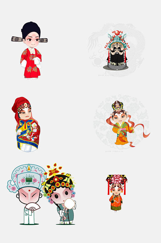 卡通京剧戏曲人物免抠元素
