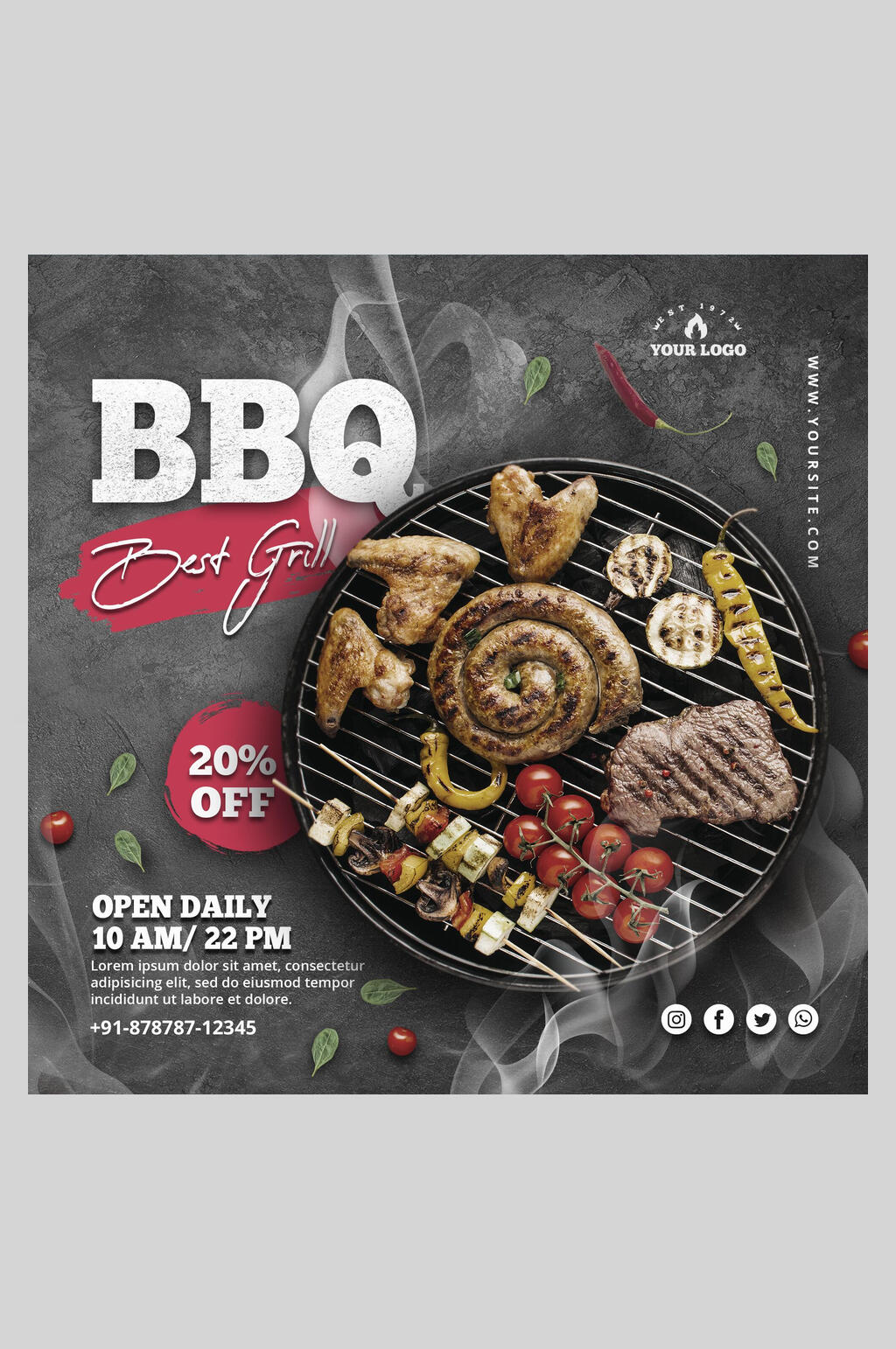BBQ西餐烤肉促销海报素材