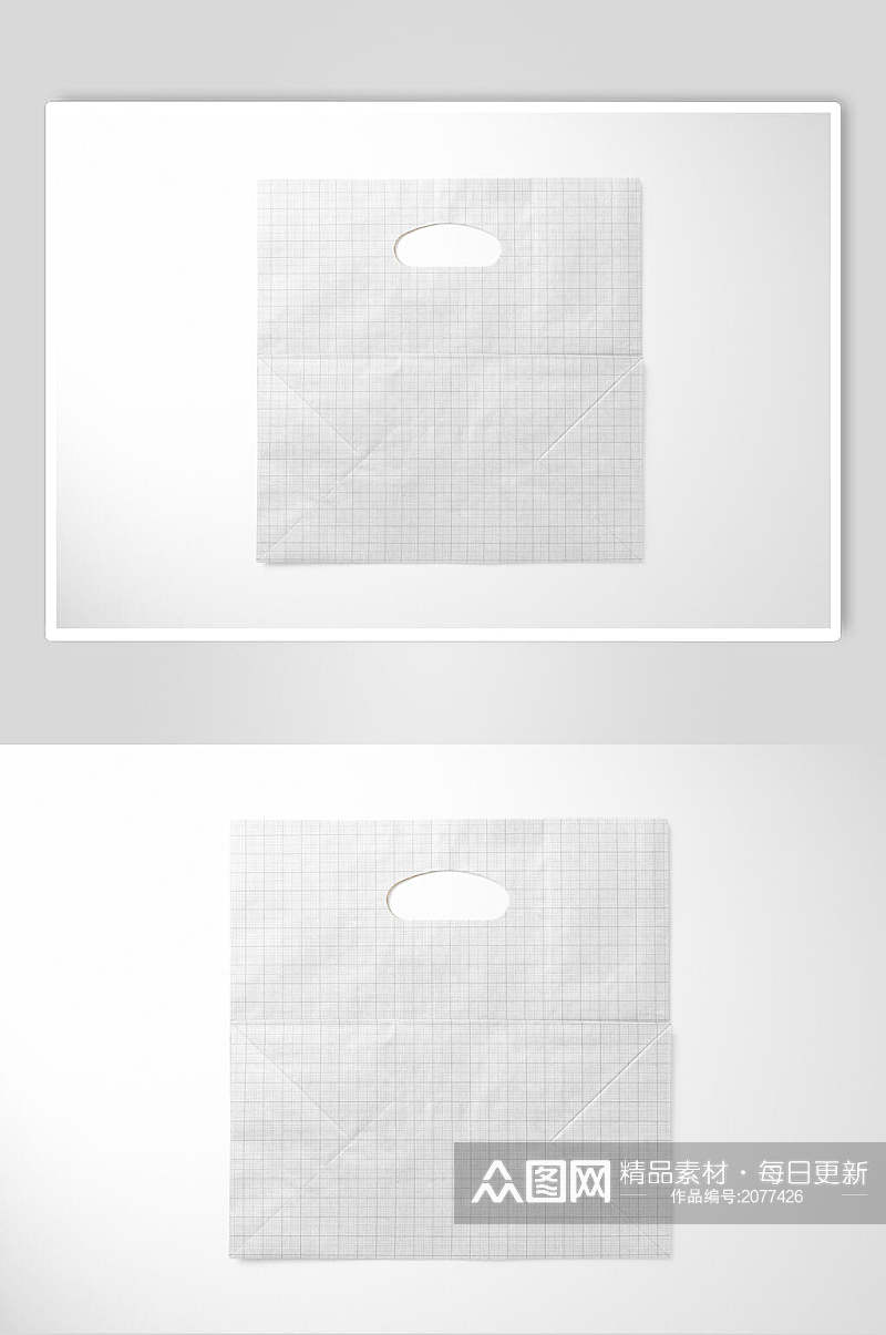 白色手提牛皮纸袋样机效果图素材