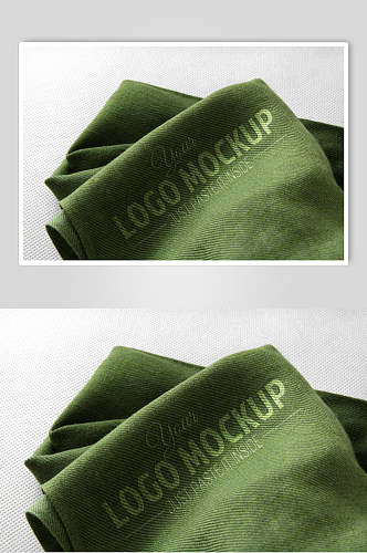 绿色时尚布料材质LOGO展示样机效果图