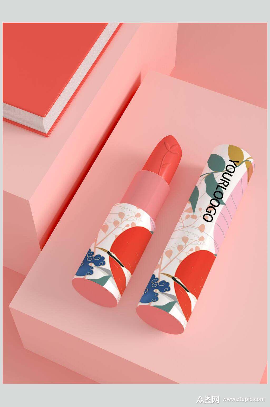 粉色浪漫口红整套vi样机设计