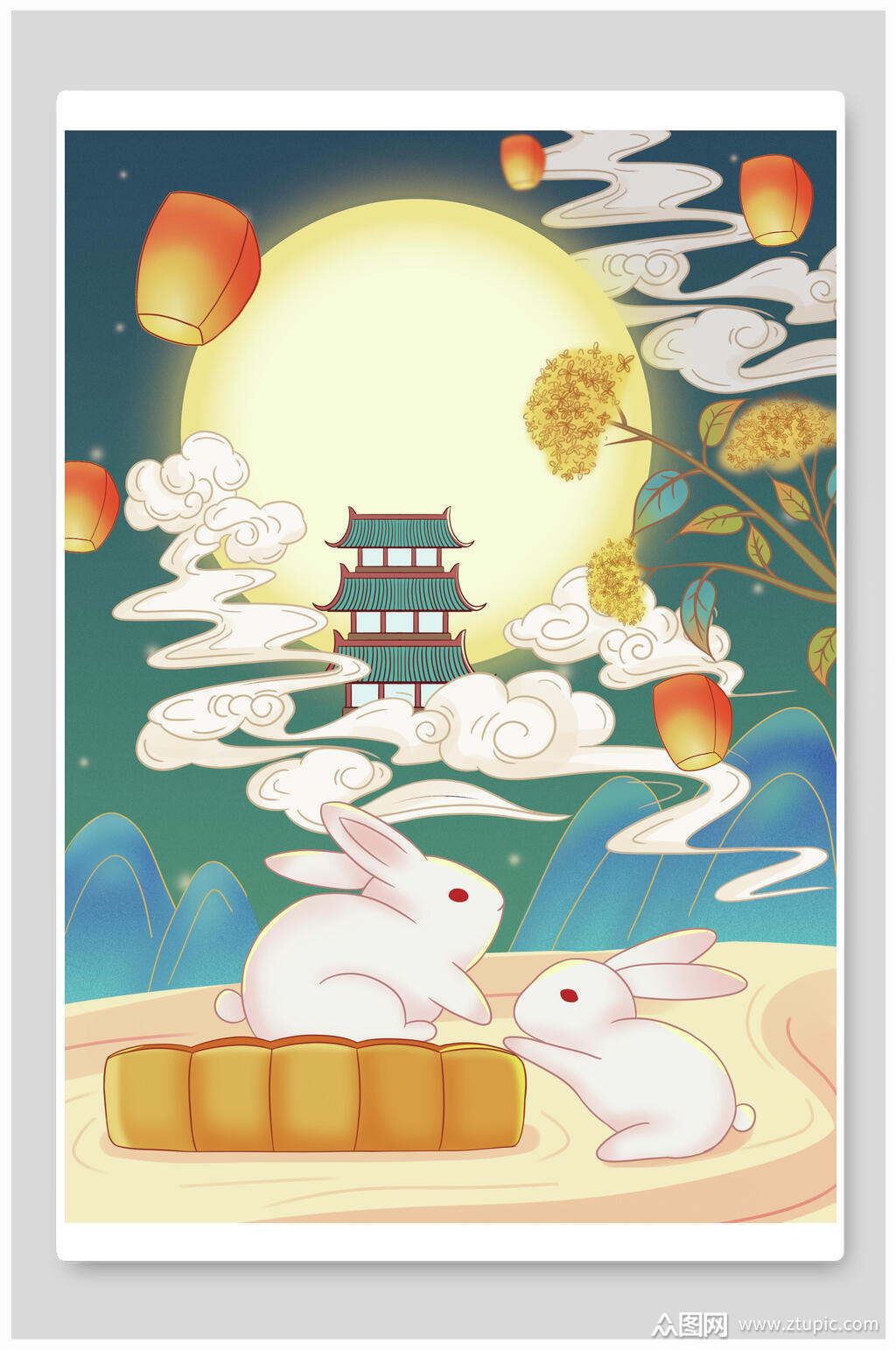 中华传统佳节中秋节海报