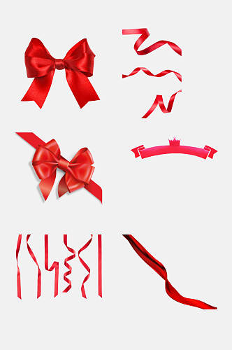 红色彩带绸带礼盒免抠元素素材