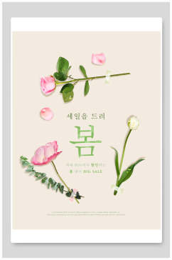 春季玫瑰花韩式海报