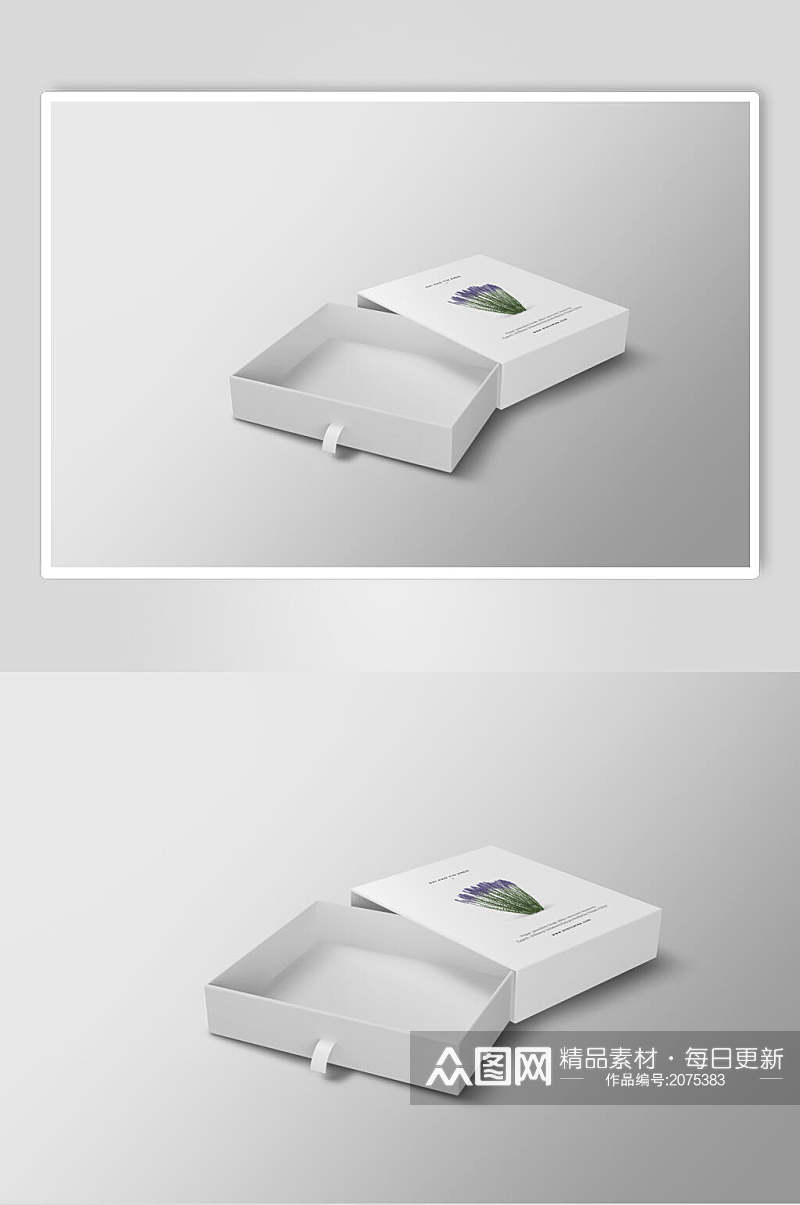 极简白色盒装包装样机效果图素材