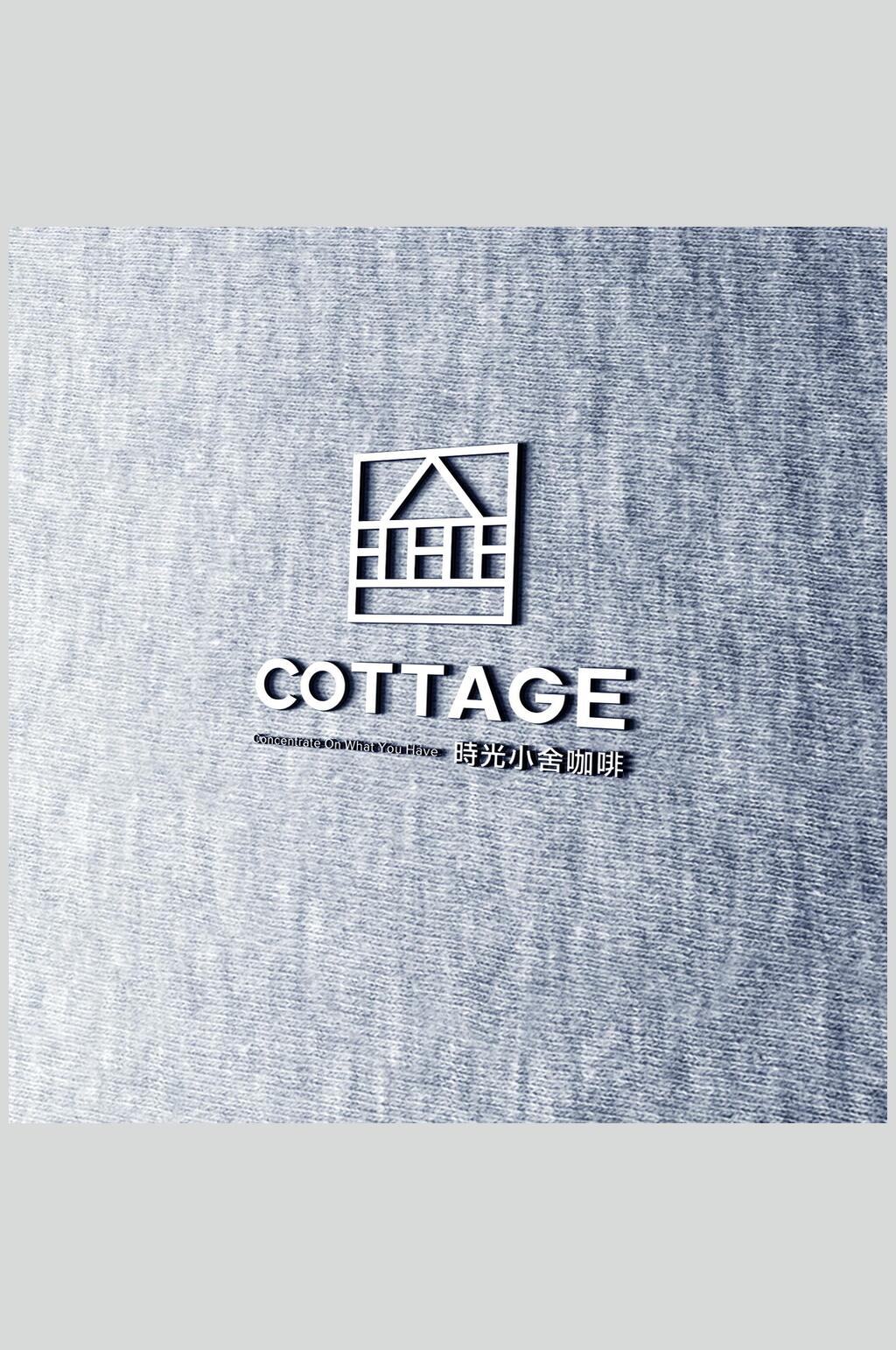 时尚蓝色渐变布料材质LOGO展示样机效果图素材
