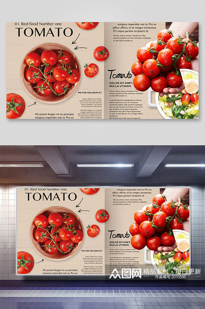 果蔬西红柿美食展板素材