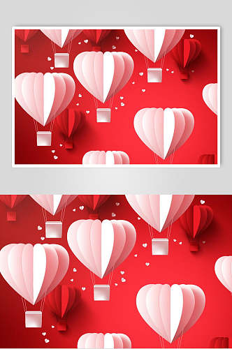 立体热气球情人节爱心矢量素材