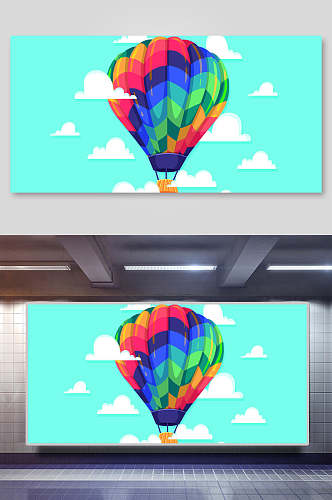 热气球插画彩色的热气球