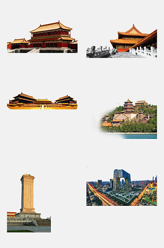 清新大气北京旅游地标建筑免抠元素