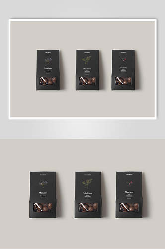 黑色咖啡食品零食坚果包装样机效果图
