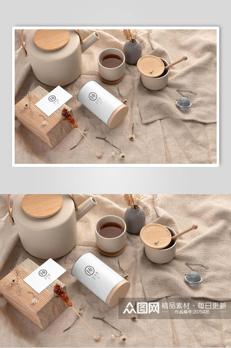 韩式茶叶包装整套VI样机效果图素材