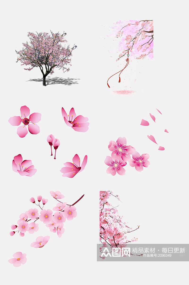 粉色花朵樱花花瓣免抠元素素材