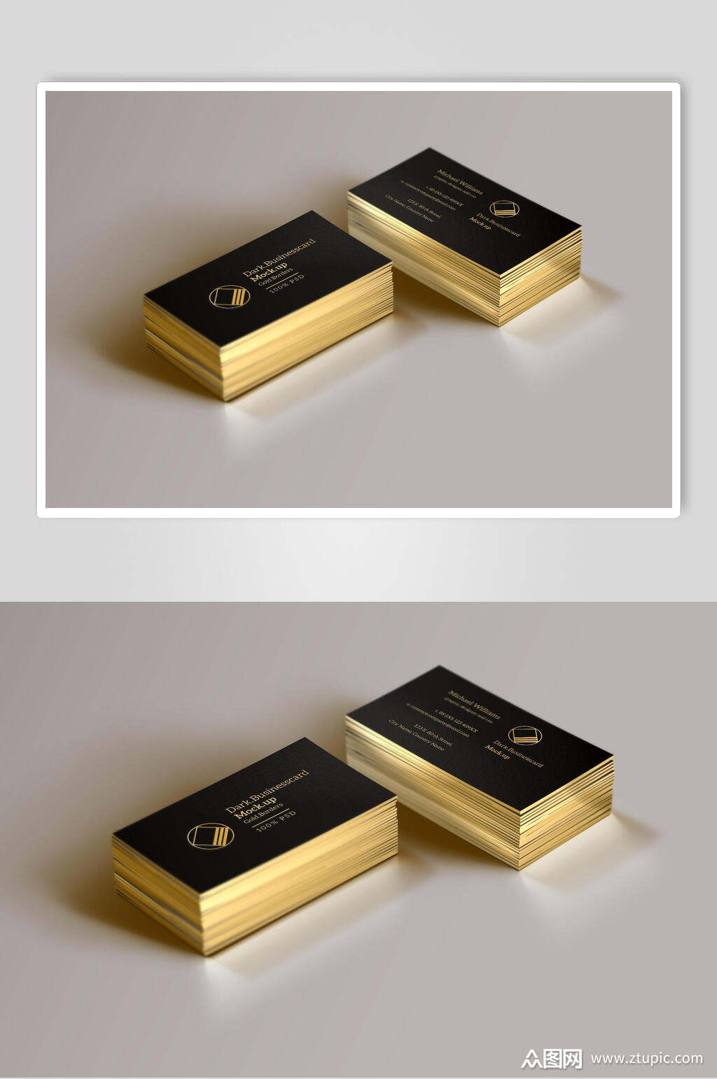 黑金高端卡片名片样机效果图