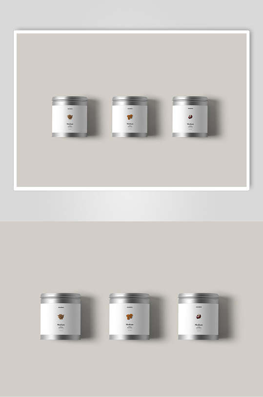 银色罐装食品零食坚果包装样机效果图