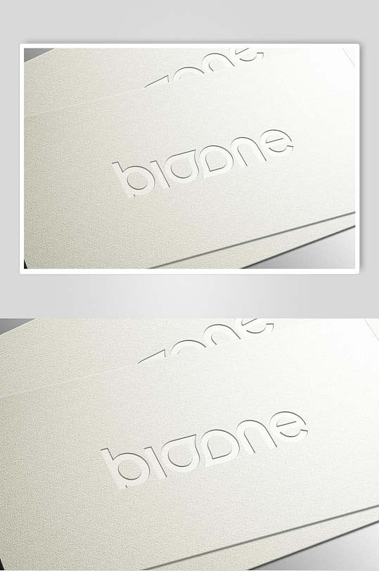 时尚自然银白色纸张材质logo展示效果图样机