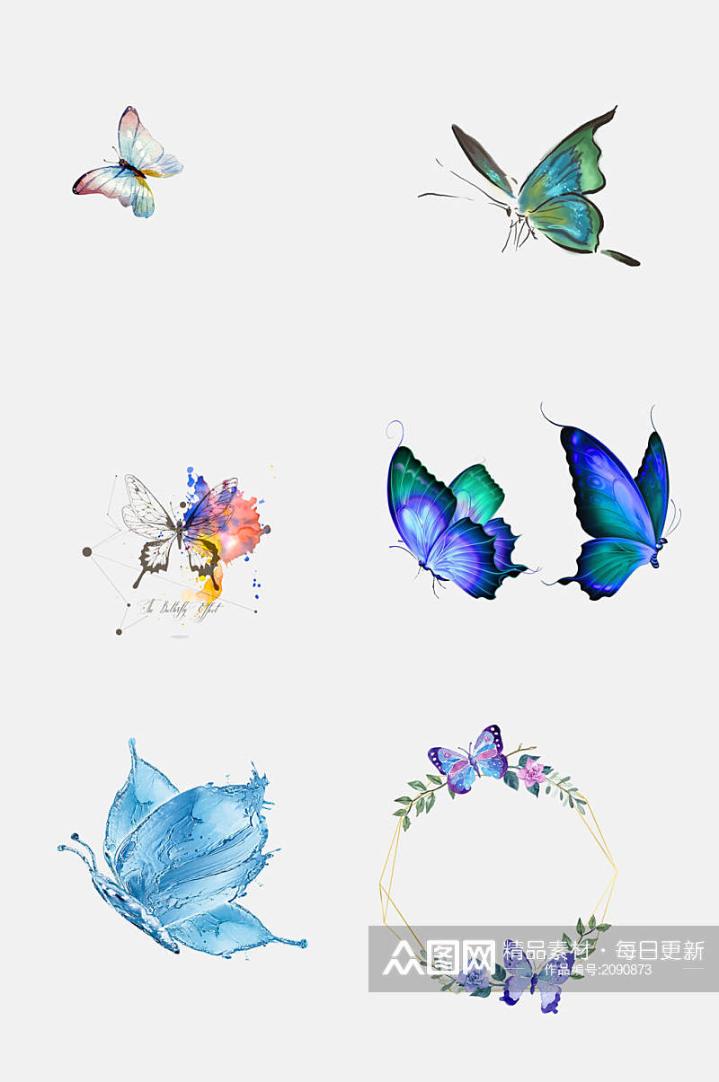 蝴蝶插画免抠元素素材素材