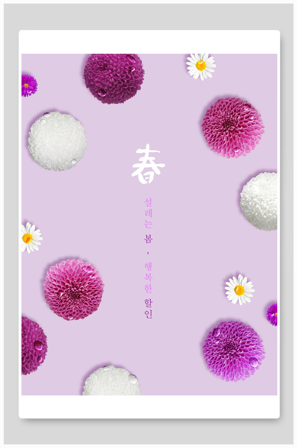 春季海报粉紫色花朵简洁春节产品宣传素材