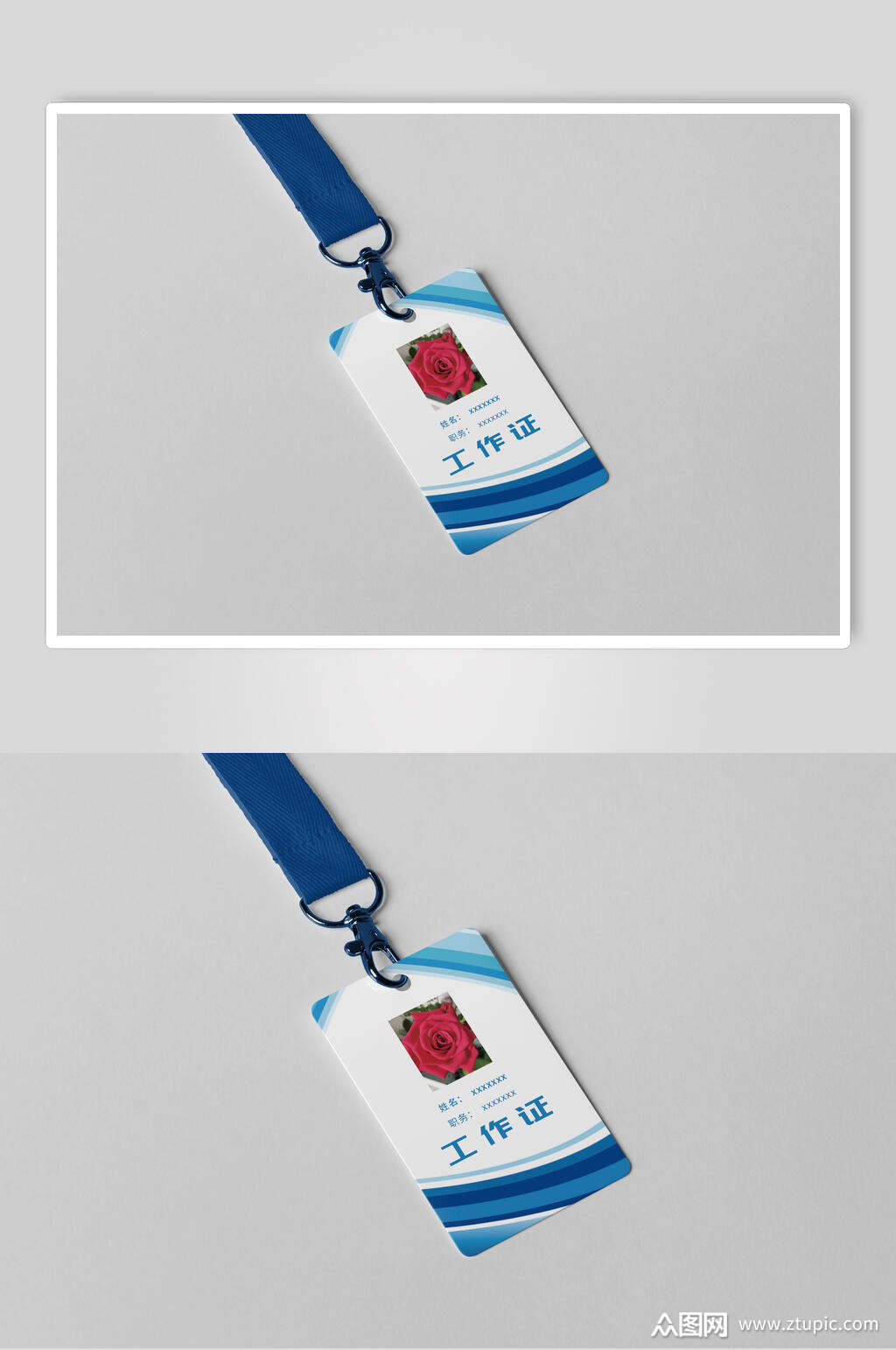 蓝白公司工作证胸卡胸牌样机效果图模板下载-编号2075259-众图网