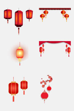中国风彩色灯笼免抠元素