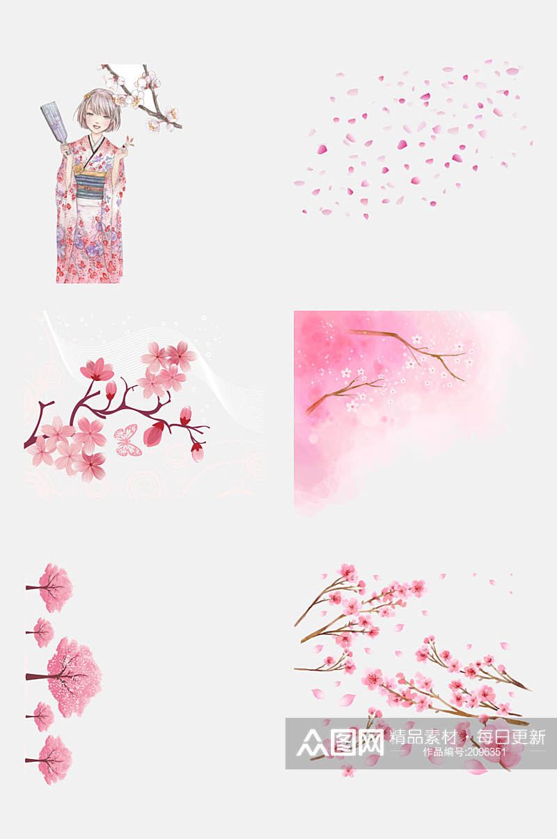 清新日式樱花花瓣免抠元素素材