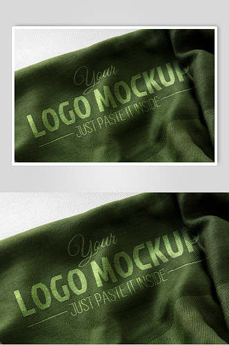 品质绿色布料材质LOGO展示样机效果图