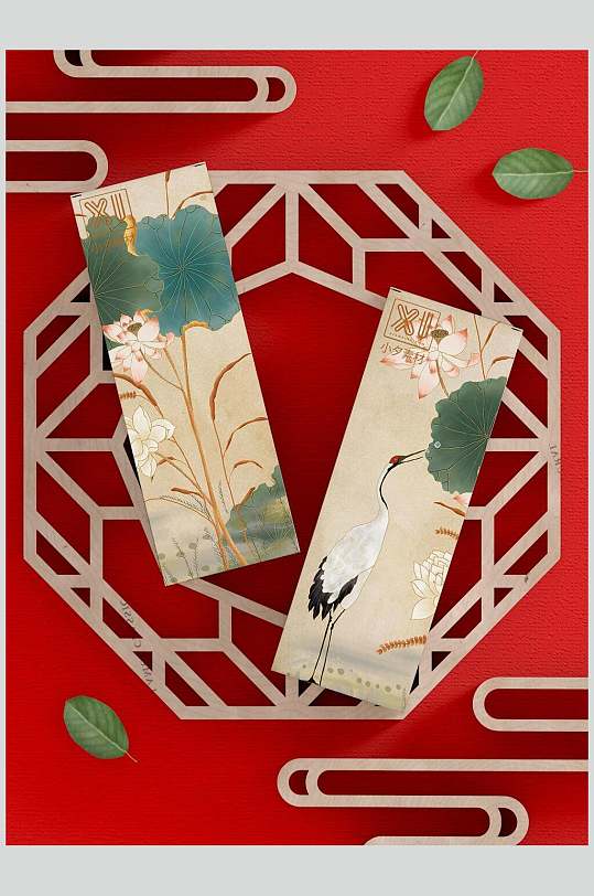 中式国潮书签标签名片整套VI样机设计-众图网