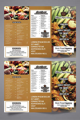 餐饮美食菜单宣传三折页设计