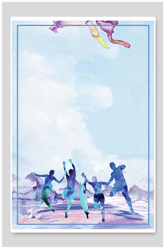 水彩简洁青春毕业季背景素材