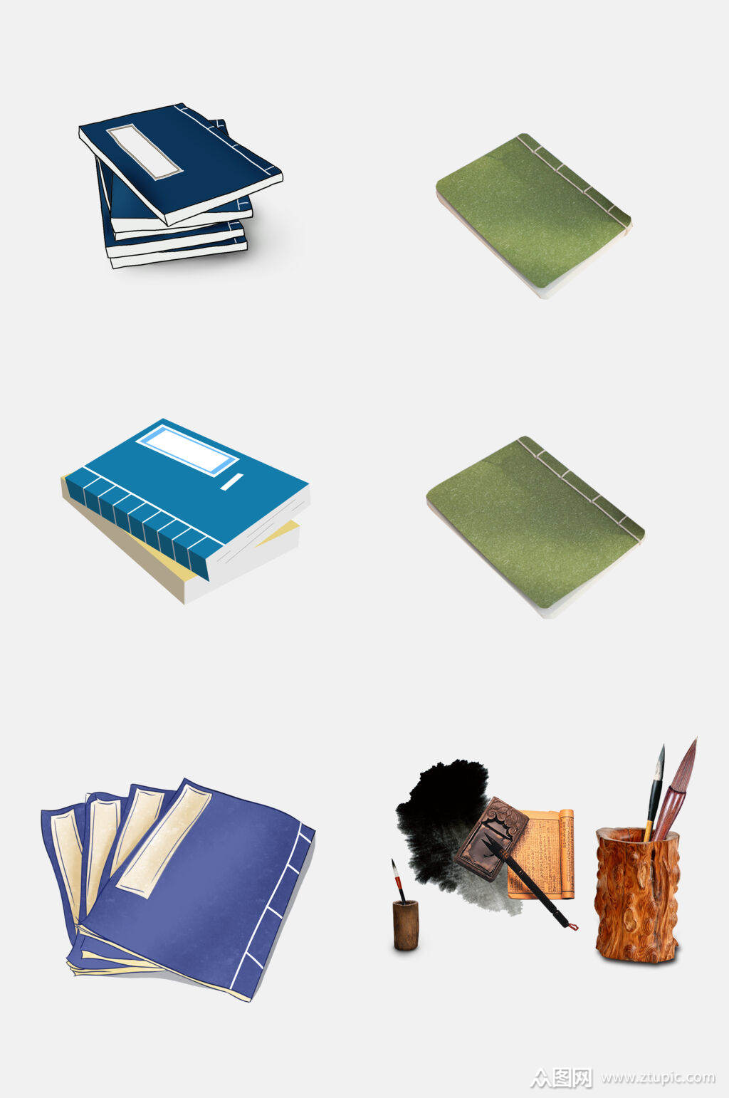 古风中国风水墨古书书籍免抠元素素材