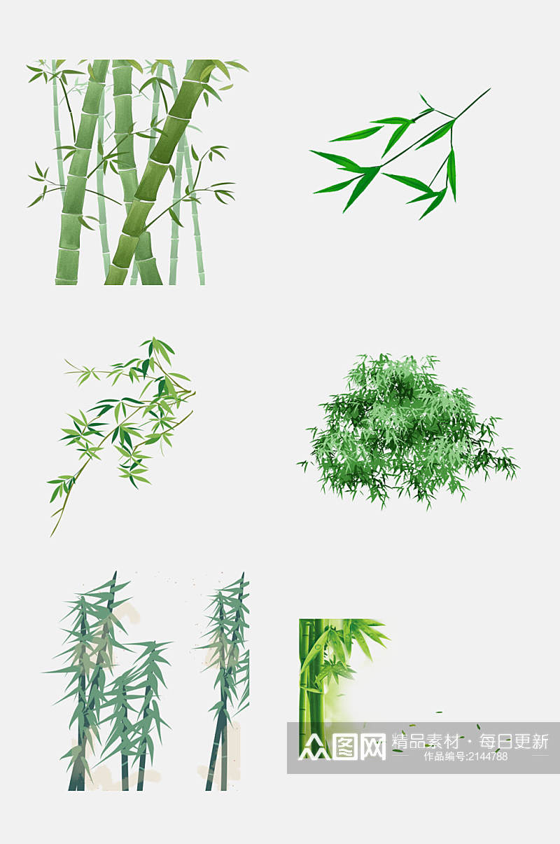 清新绿色竹林大熊猫竹子免抠元素素材