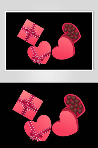 情人节爱心巧克力礼盒矢量素材