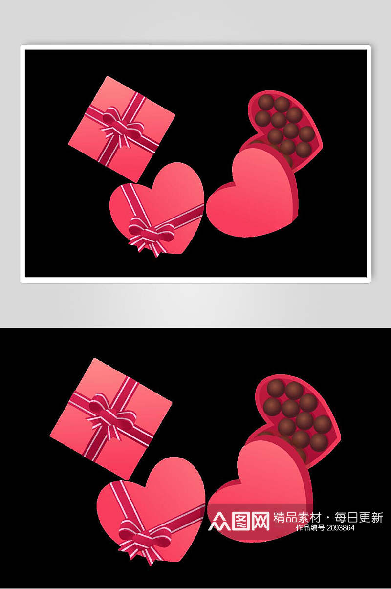 情人节爱心巧克力礼盒矢量素材素材